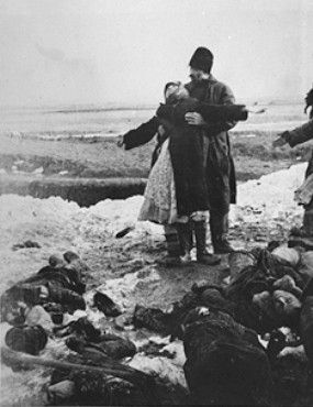 A Ukrainian woman mourns her sone shot by the Germans in the Crimea